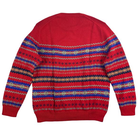 Club Room Mens Fair Isle Crewneck Pullover Sweater Red L - Picture 2 of 4